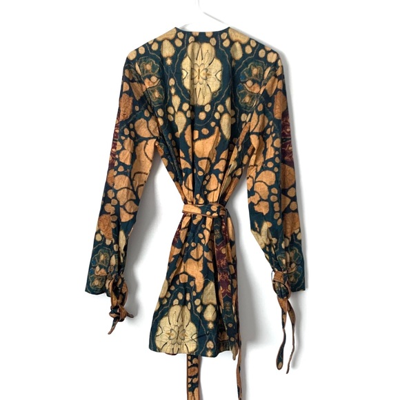 🆕 ALEXIS Umber Savanna Kalahari Cotton Tie Mini Dress Sz M - Picture 5 of 8